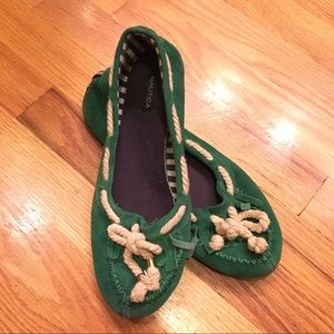 Green Suede Moccasins